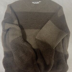 NA-KD vintage looking color striped knitted sweater in brown